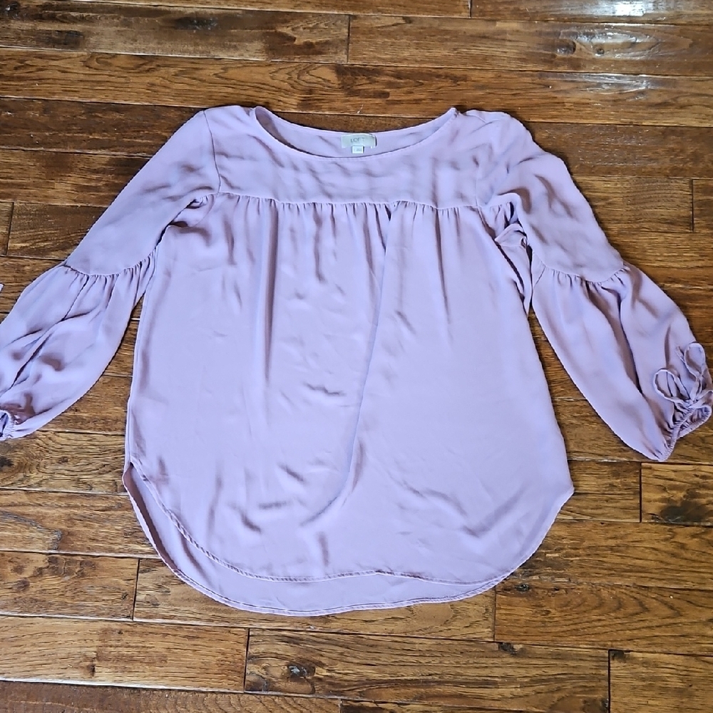 LOFT Purple Relaxed Ruched Blouse